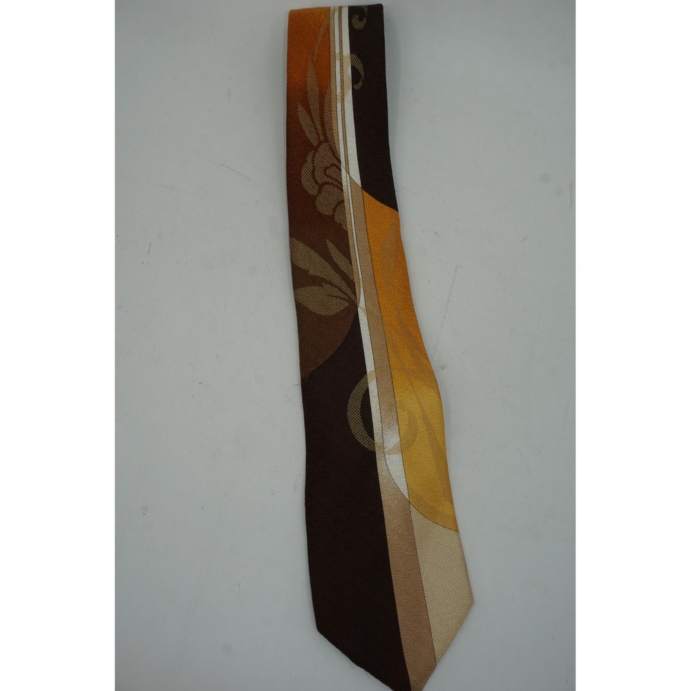 Vitaliano‎ Pancaldi Tie Mens One Size Brown Floral Jacquard Silk Made In Italy